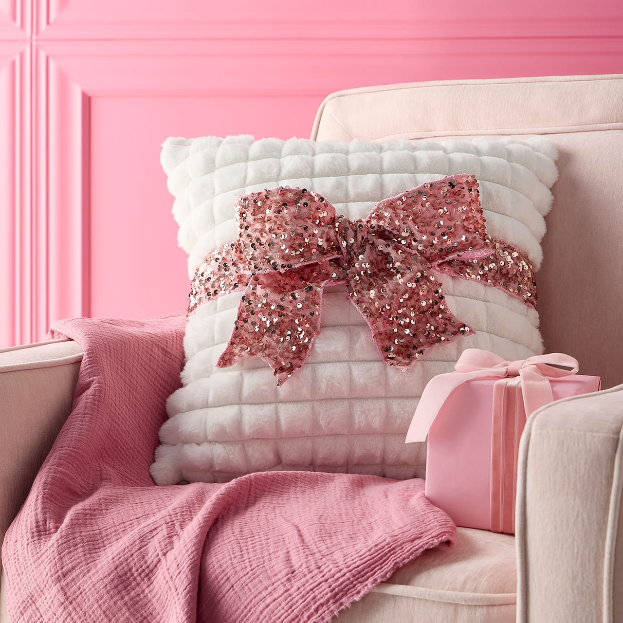 Holiday Bling Bow Pillow